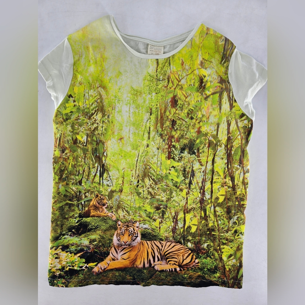 Zara‎ Kids Safari Tiger Tee - Green and White